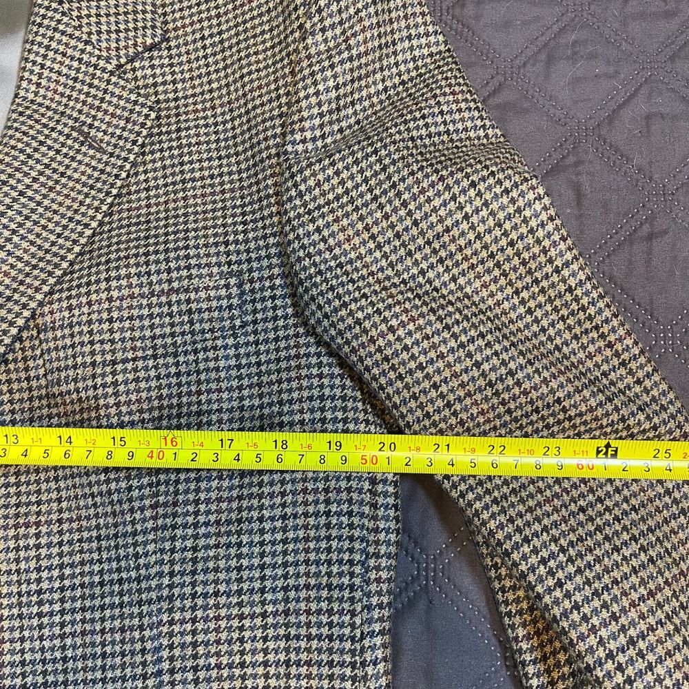 Evan-Picone Lambs Wool Sport Coat Mens 40-R Muted Beige/Blue/Blk Plaid Blazer - Picture 5 of 7